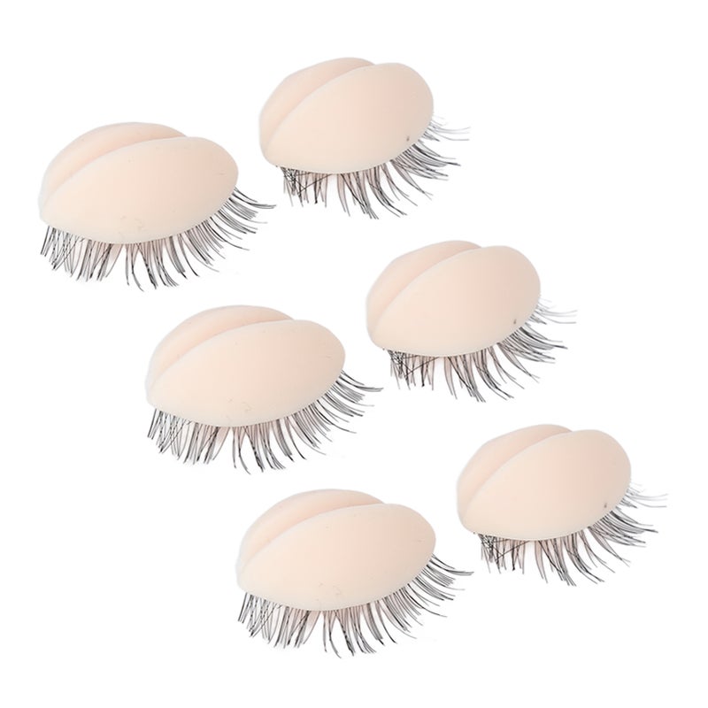 3 Pairs Mannequin Head Eyelids with Eyelashes for Eyelash Extension Grafting Training Practice Pink - Image 4