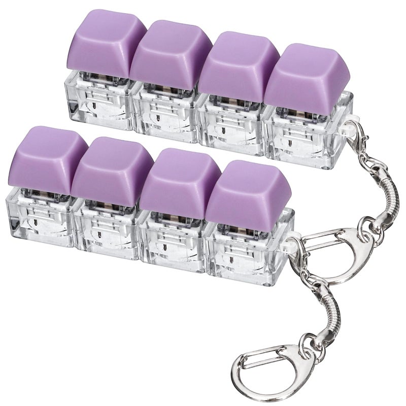 DEARIDAP 2 PCS Keyboard Fidget Toy 4in1 Keyboard Button Clicker Keychain Push Bubble Sensory Fidget Toys for Kids Adults to Relief Pass Time Purple - Image 3