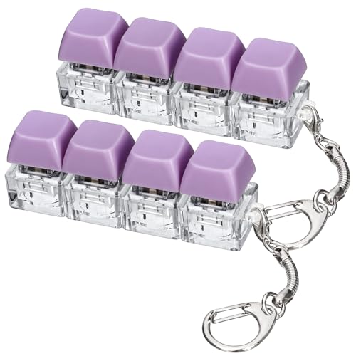 DEARIDAP 2 PCS Keyboard Fidget Toy 4in1 Keyboard Button Clicker Keychain Push Bubble Sensory Fidget Toys for Kids Adults to Relief Pass Time Purple - Image 1