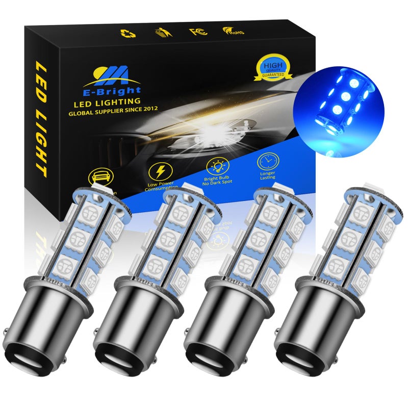 YM EBright Blue 1157 Led Bulb 1016 1034 7528 BAY15D Base 18 SMD 5050 LED Replacement Bulb For RV SUV MPV Car Brake Light Backup Lamps DC 12V Pack of 4