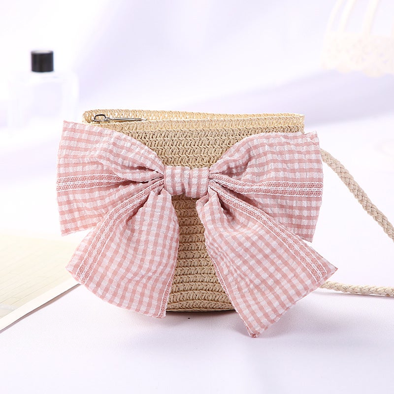 Girls Trendy Crossbody Mini Purse Big Bow beige bag
