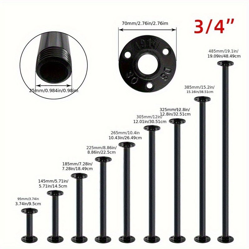 Vintage Industrial Water Pipe Shelf Bracket 4 Pack Height 12.01 Inches Diameter 0.79 Inch Bookshelf Divider DIY Iron Pipe Support Wall Mounted Wine Rack Hardware With Screws - Image 5