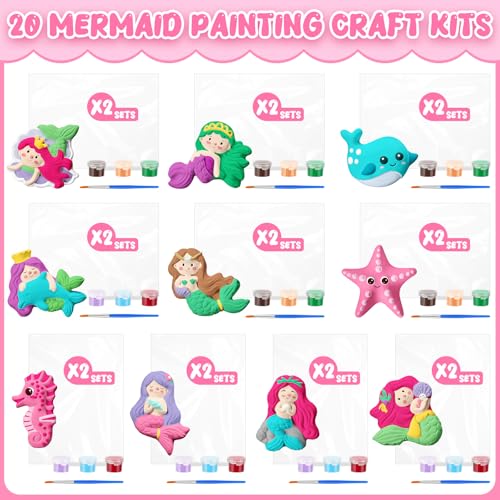 Simgoing 20 Set Mermaid Ceramic Painting Kit DIY Ceramic to Paint Your Own Mermaid Figurines Unpainted Plaster Arts and Craft for Adults Holiday Birthday Party Favors - Image 3
