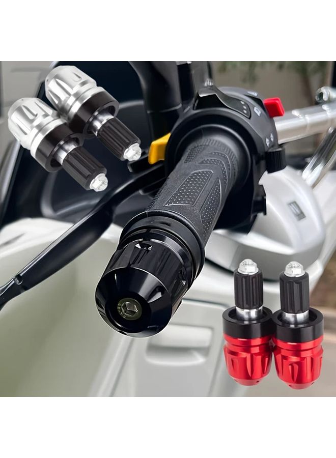Aluminum Alloy Motorcycle Handlebar Plugs Silvery 2pcs Balance Block Ball Joint - Image 1