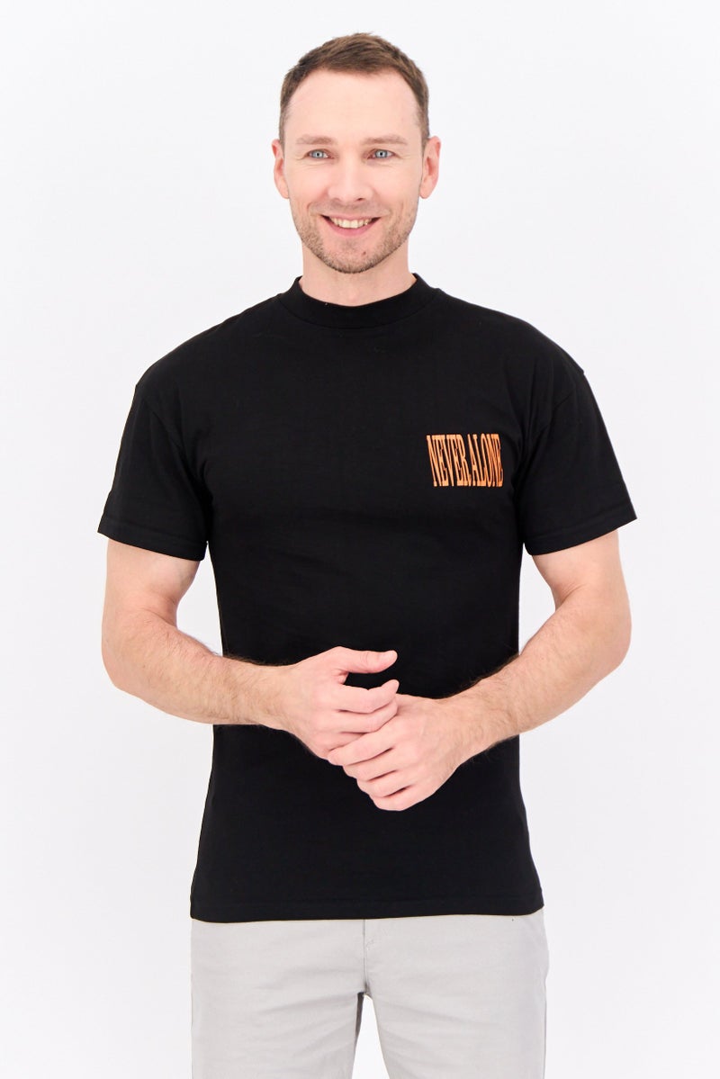 Night Addict Men Crew Neck Short Sleeves Printed T-Shirt, Black - Image 1