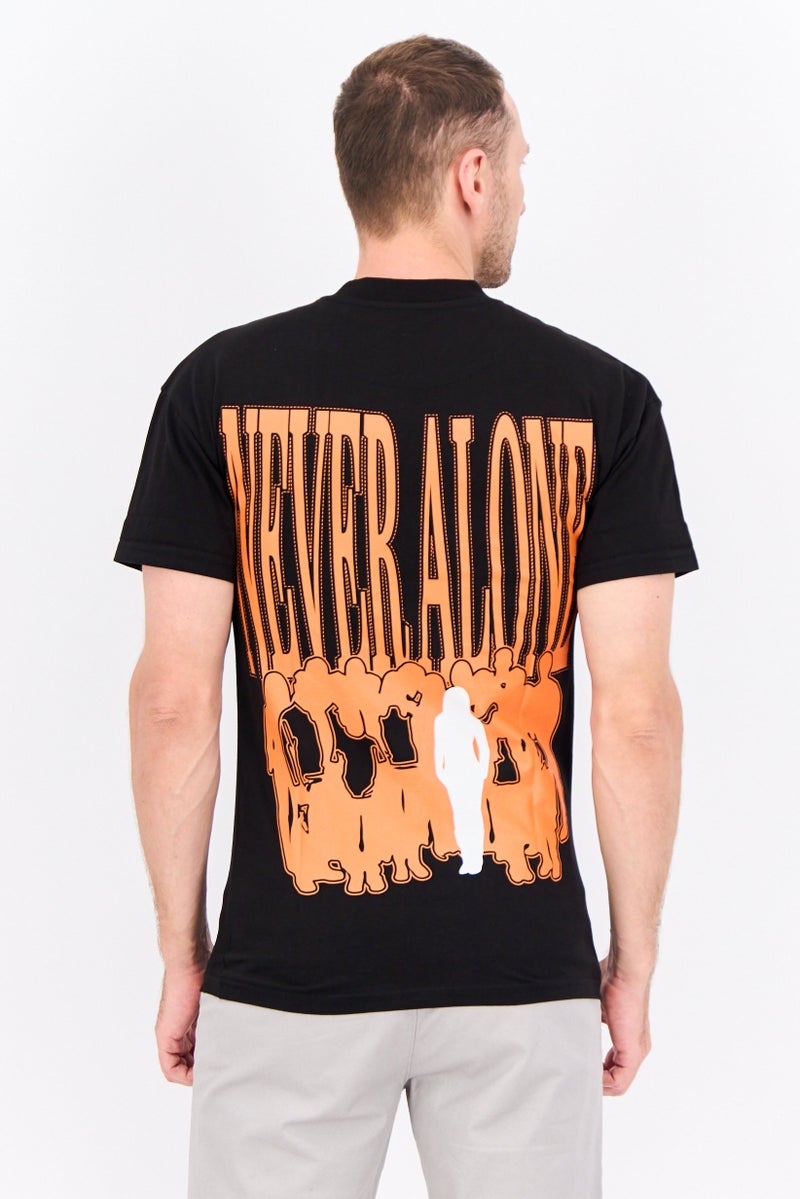 Night Addict Men Crew Neck Short Sleeves Printed T-Shirt, Black - Image 3