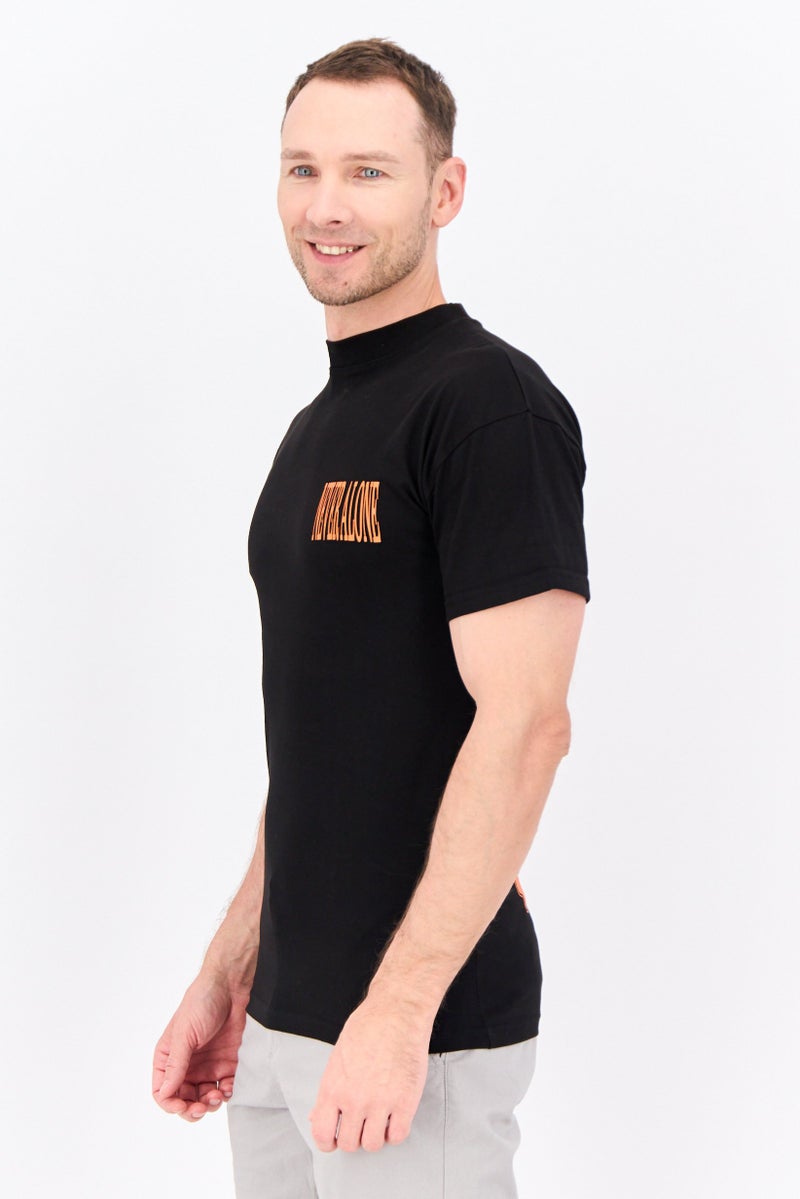 Night Addict Men Crew Neck Short Sleeves Printed T-Shirt, Black - Image 2