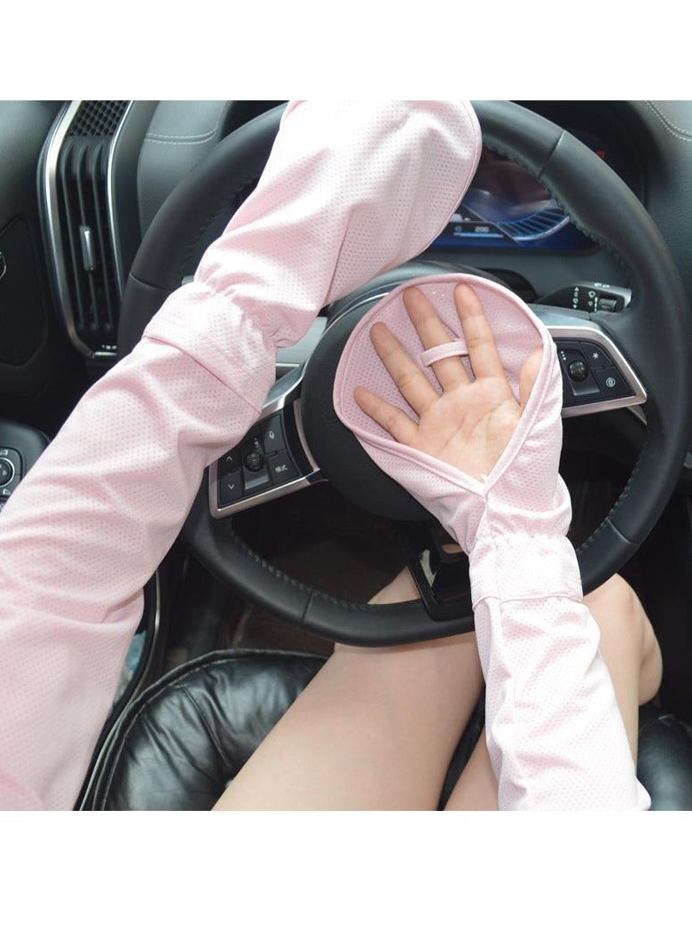 general Summer sun protection sleeves horseshoe sleeves UV protection finger sleeves ice silk sun protection cycling driving loose horseshoe sleeves - Image 1