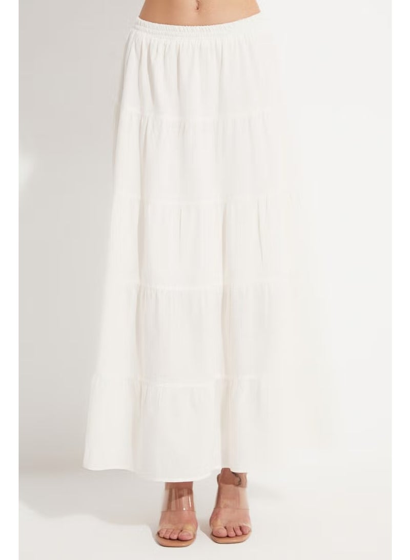 JUNE Women's Cotton Gathered Detail Maxi Skirt - Image 5