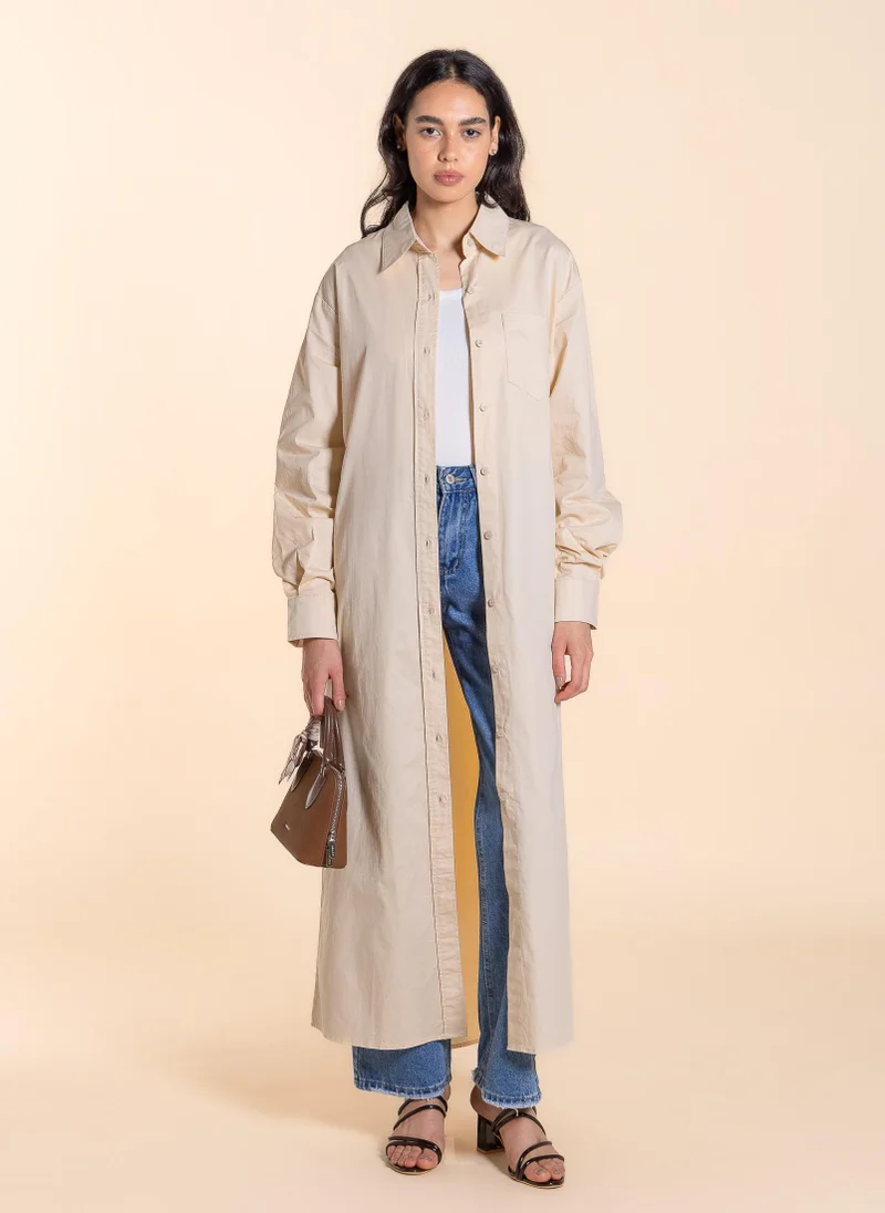 SHAPES MAXI COTTON SHIRT DRESS