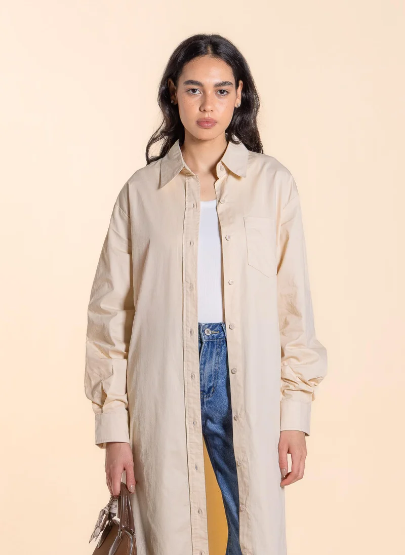 SHAPES MAXI COTTON SHIRT DRESS