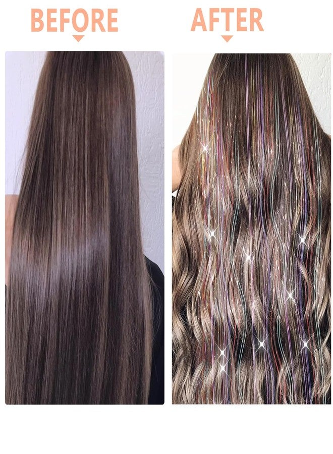 squishy 12Pcs Tinsel Hair Extensions Glitter, Hair Tinsel, Hair Extensions for Kids, Rainbow Color Clip-In Strands for Parties and Festivals - Image 3