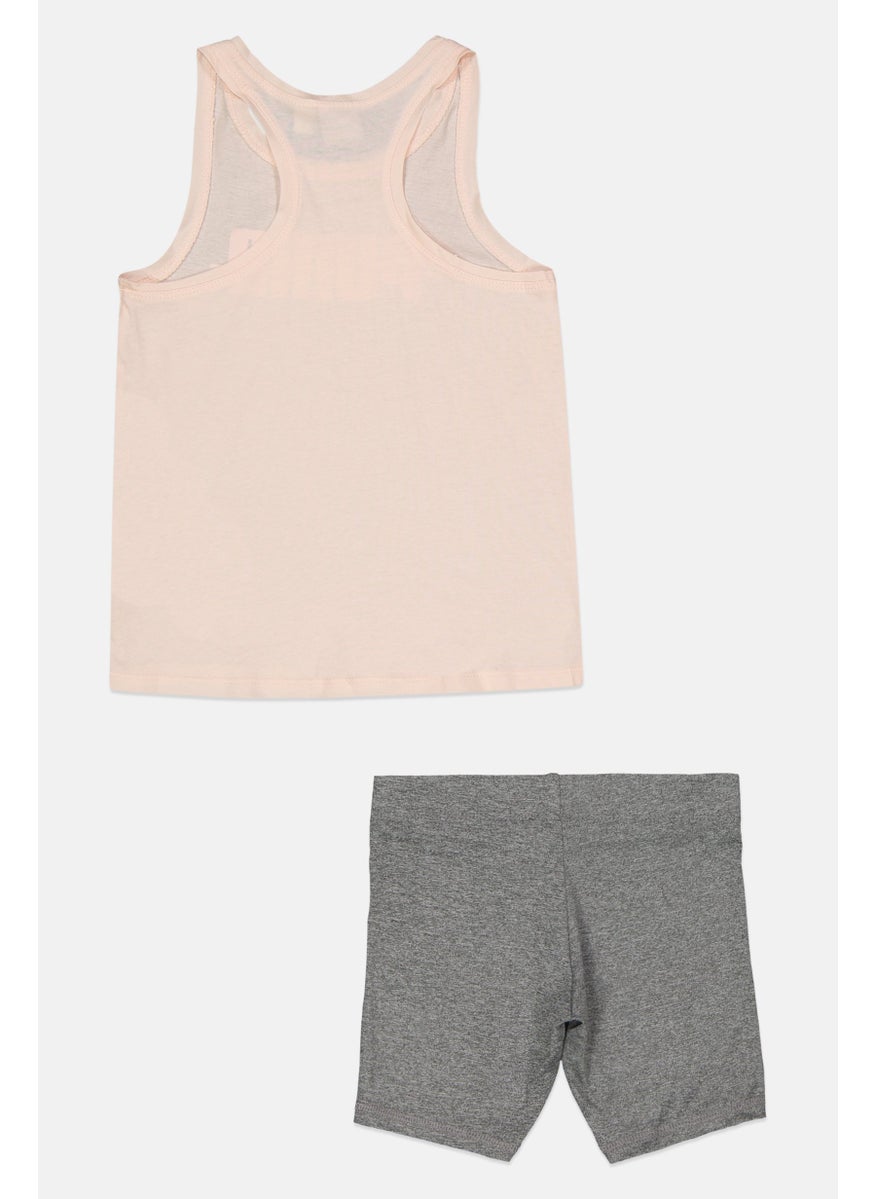 PUMA - Kids Girl 2 Pieces Sportswear Fit Top And Short Set, Peach - Image 1