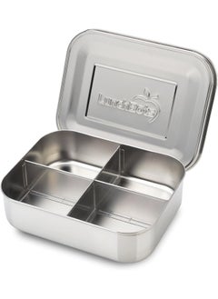 LunchBots Lunchbots Medium Quad Snack Container - Divided Stainless Steel Food Container - Four Sections For Finger Foods On The Go - Eco-Friendly  Dishwasher Safe - Stainless Lid - Stainless Steel  - Image 1
