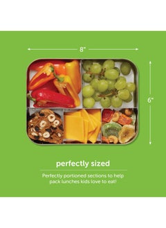 LunchBots Lunchbots Medium Quad Snack Container - Divided Stainless Steel Food Container - Four Sections For Finger Foods On The Go - Eco-Friendly  Dishwasher Safe - Stainless Lid - Stainless Steel  - Image 4