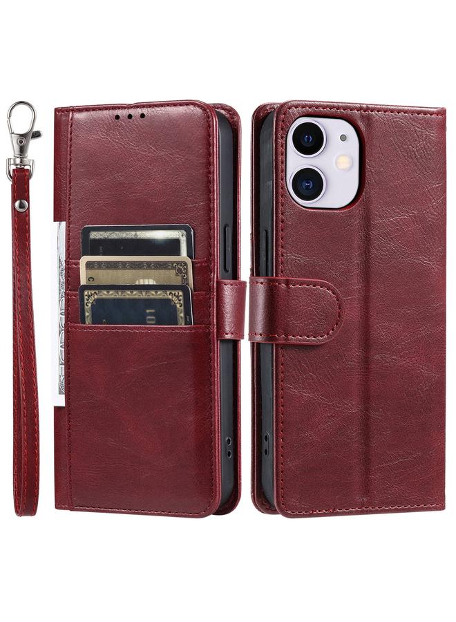 زبون جراب هاتف iPhone 11 بسيط من الجلد مع محفظة بسعة 6 بطاقات - Image 4