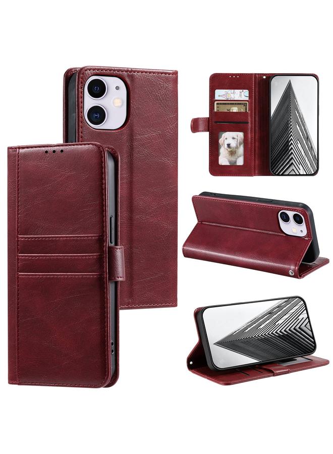 زبون جراب هاتف iPhone 11 بسيط من الجلد مع محفظة بسعة 6 بطاقات - Image 1