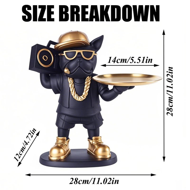TOERVIOZ Modern Decor French Bulldog Statue Resin Dog Home Decor Sculptures Storage Tray Candy Key Bowl for Entryway Table Gifts Accessories - Image 2