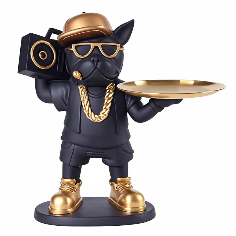 TOERVIOZ Modern Decor French Bulldog Statue Resin Dog Home Decor Sculptures Storage Tray Candy Key Bowl for Entryway Table Gifts Accessories - Image 1