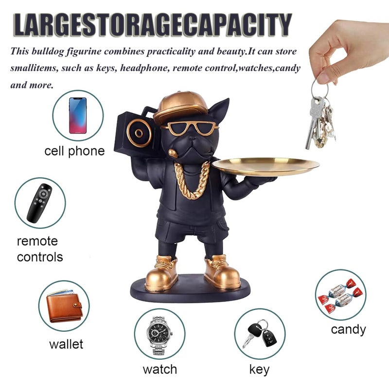 TOERVIOZ Modern Decor French Bulldog Statue Resin Dog Home Decor Sculptures Storage Tray Candy Key Bowl for Entryway Table Gifts Accessories - Image 3