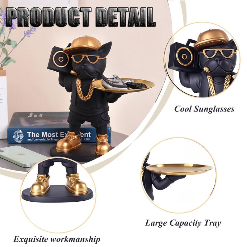 TOERVIOZ Modern Decor French Bulldog Statue Resin Dog Home Decor Sculptures Storage Tray Candy Key Bowl for Entryway Table Gifts Accessories - Image 4