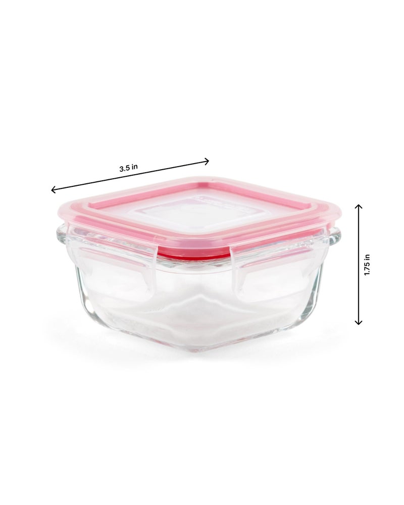 DUBBLIN Lock Me Up Glass Heat Resistant Borosilicate Glass Container Set of 3, 140ml - Square, Clear | Oven, Freezer & Microwave Safe Storage Solution (3 Piece) - Image 5