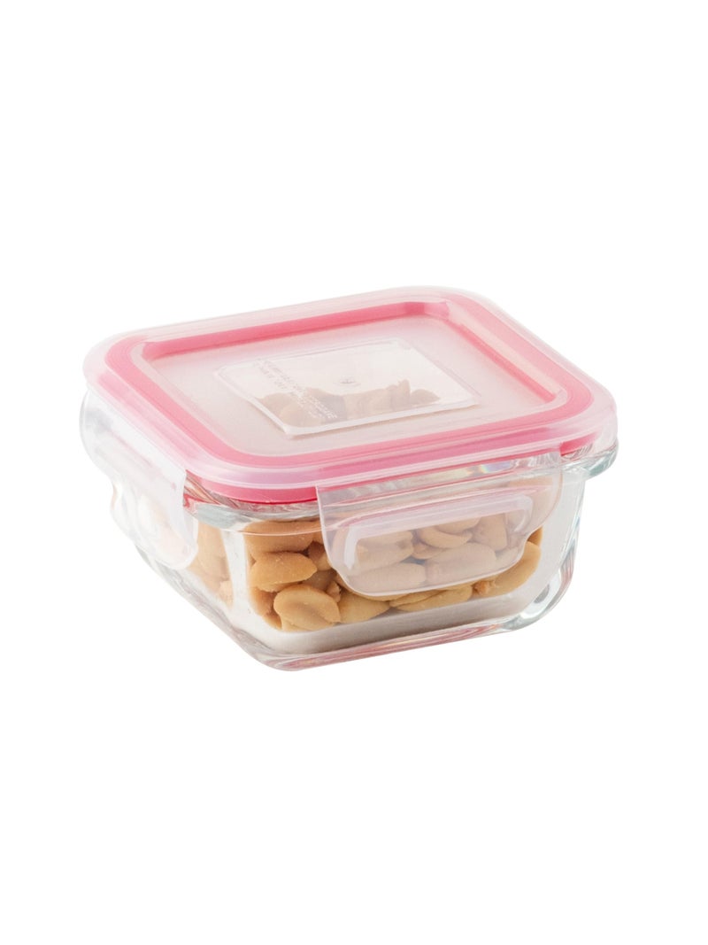 DUBBLIN Lock Me Up Glass Heat Resistant Borosilicate Glass Container Set of 3, 140ml - Square, Clear | Oven, Freezer & Microwave Safe Storage Solution (3 Piece) - Image 1