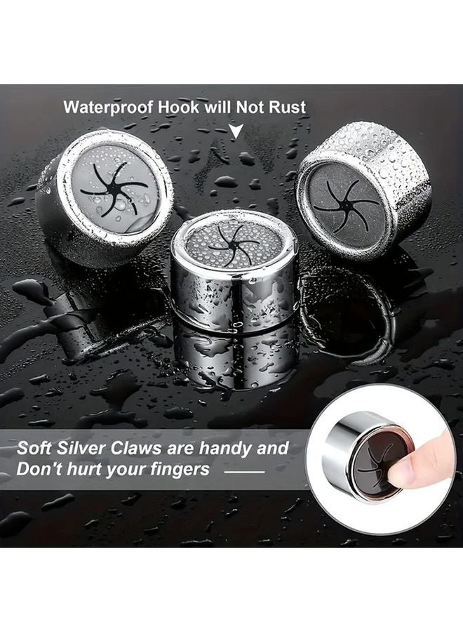 3pcs Silvery Towel Stopper Wall Hanging Bathroom Kitchen Rag Wash Towel Hook - Image 1