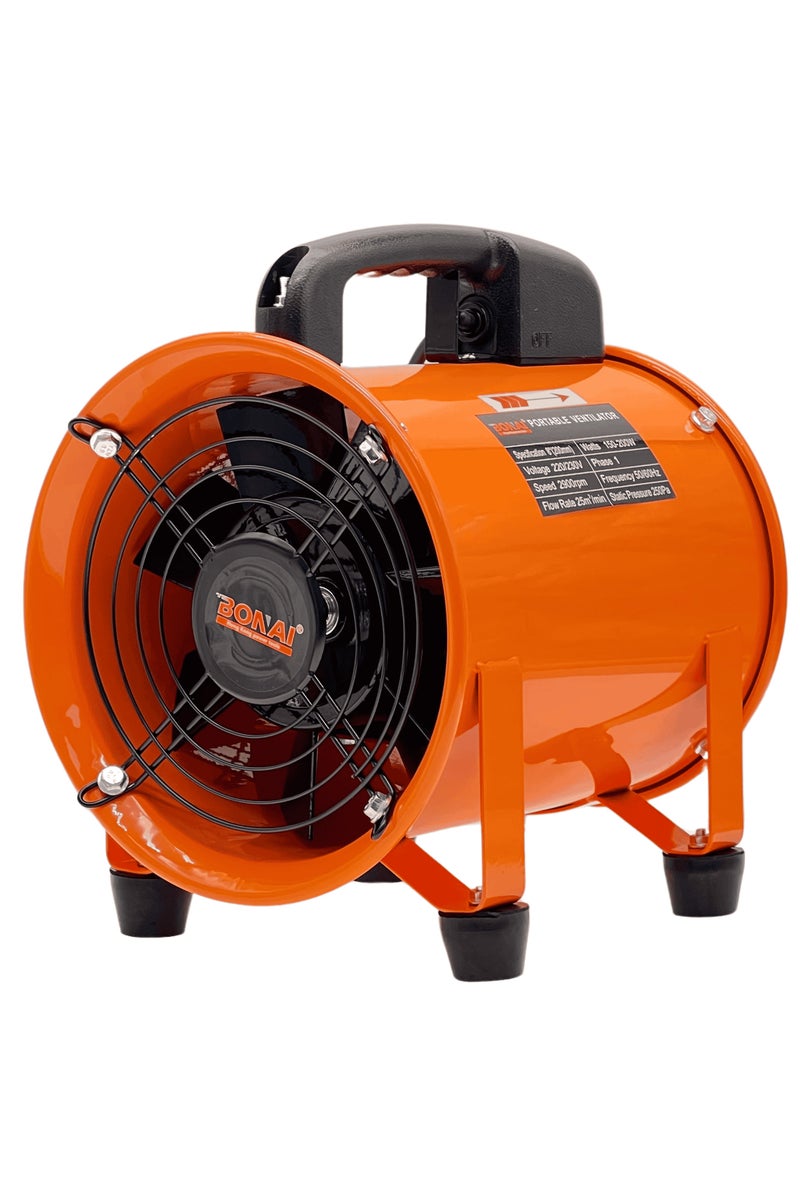 بوناي مروحة تهوية صناعية محمولة مقاس ١٠ بوصات، منفاخ عالي السرعة بقوة ٣٥٠ واط، ٢٩٠٠ دورة في الدقيقة، تدفق هواء ٤٥ متر مكعب/دقيقة، طور واحد، للورش والإنشاءات وقنوات التهوية، BN-HK51 - Image 2