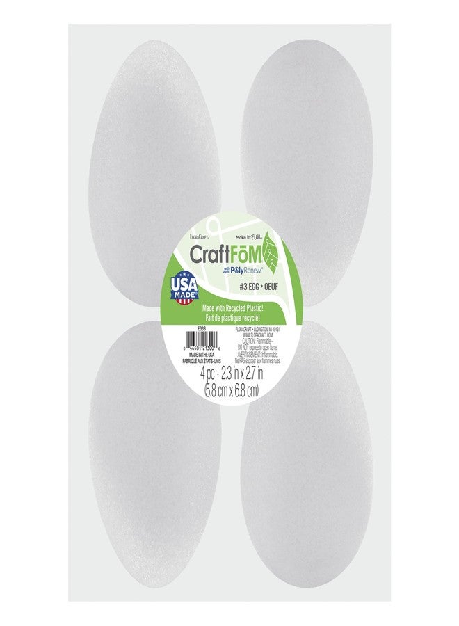 FloraCraft فلورا كرافت كرافت فوم 4 قطع بيضة 2.3 بوصة × 2.7 بوصة بيضاء - Image 2