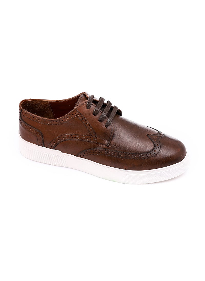 Mr.joe - Lace Up Round Toecap Flat Sneakers - Brunette Brown - Image 1