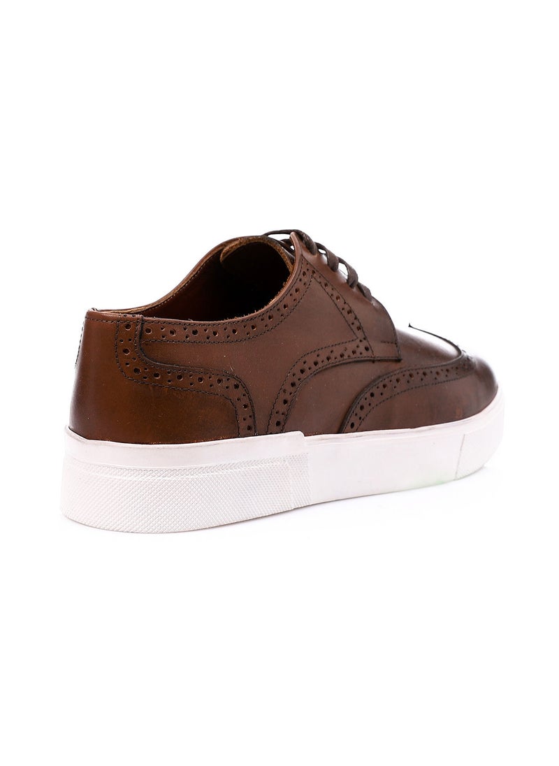 Mr.joe - Lace Up Round Toecap Flat Sneakers - Brunette Brown - Image 1