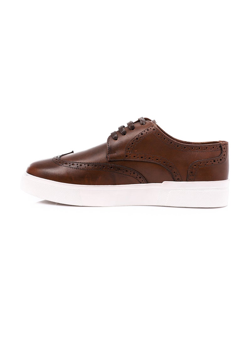 Mr.joe - Lace Up Round Toecap Flat Sneakers - Brunette Brown - Image 1