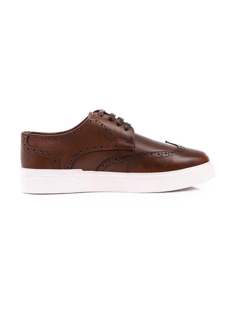 Mr.joe - Lace Up Round Toecap Flat Sneakers - Brunette Brown - Image 1