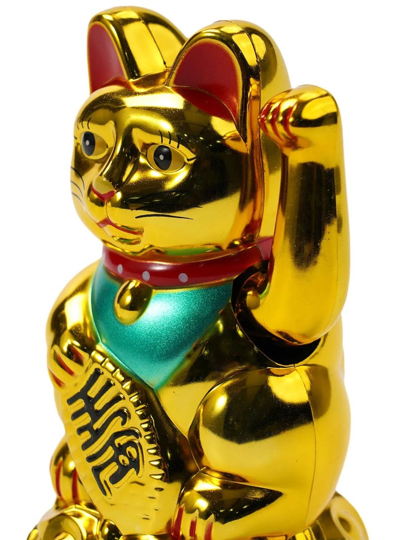 Plastic Lucky Gold Cat Beckoning Maneki Neko Gold Fortune Cat Standing Statues  6.5" Inch Home Decor Art DIY Ornament Room Decoration Living Room TV Cabinet Ornaments - Image 3