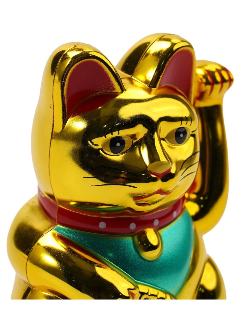 Plastic Lucky Gold Cat Beckoning Maneki Neko Gold Fortune Cat Standing Statues  6.5" Inch Home Decor Art DIY Ornament Room Decoration Living Room TV Cabinet Ornaments - Image 4