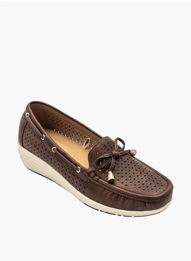 Le Confort Textured Slip-On Mocassins with Bow Detail