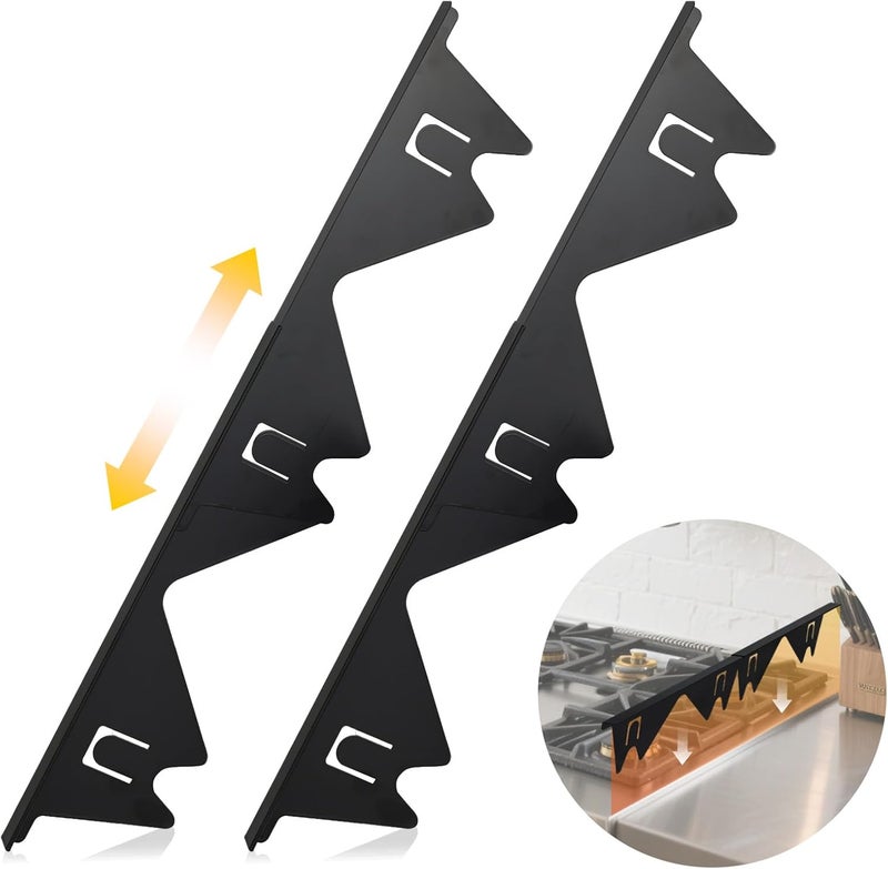CozyKit Stove Gap Covers Stainless Steel, 2 Pcs Stove Gap Filler, Heat Resistant and Easy to Clean, Retractable Length 13.8" to 27.5", Width 0.79",Black - Image 5
