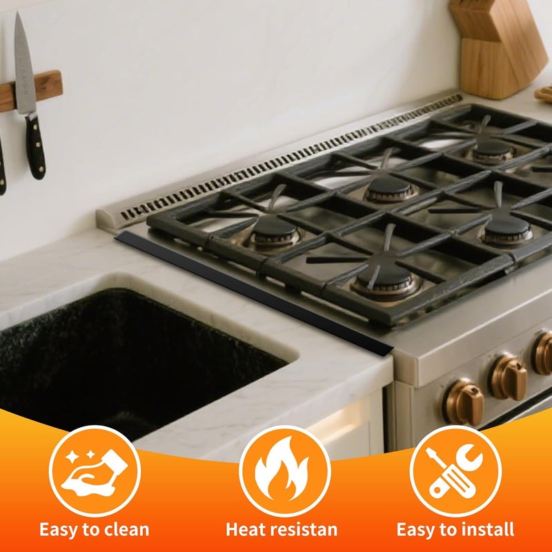 CozyKit Stove Gap Covers Stainless Steel, 2 Pcs Stove Gap Filler, Heat Resistant and Easy to Clean, Retractable Length 13.8" to 27.5", Width 0.79",Black - Image 4
