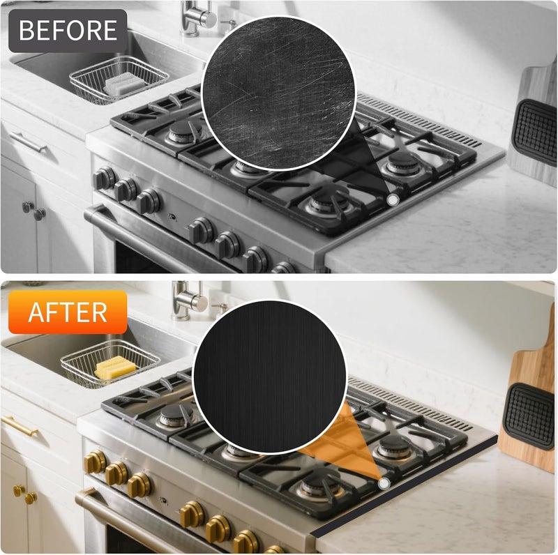 CozyKit Stove Gap Covers Stainless Steel, 2 Pcs Stove Gap Filler, Heat Resistant and Easy to Clean, Retractable Length 13.8" to 27.5", Width 0.79",Black - Image 3