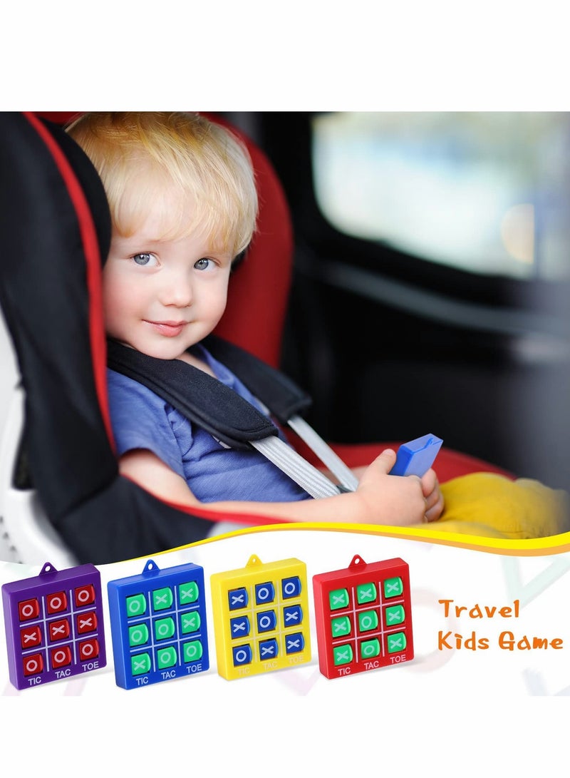 SOLARAE Tic Tac Toe Game Toy, Classic Mini Checkerboard Educational Family Game Toy Set with Keychain, Portable Casual Tabletop Games for Adults and Kids, Party Classroom Games (4 Pcs) - Image 4