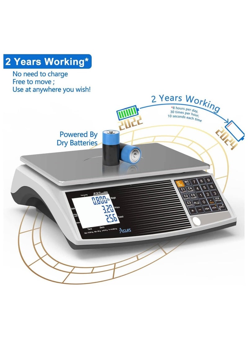 Digital Commercial Price Computing Scale Weighing Scale with 30 Kg Capacity for Food, Meat, Fruit  - Image 4