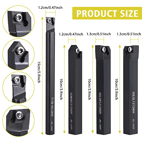 VerRich Indexable Lathe Turning Tools 1/2"12mm Shank 14Pcs Kit,4 Pcs Metal Lathe Tools Holder With 10pcs CMT09T304 Carbide inserts Blade - Image 2
