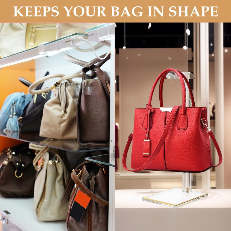 SHUNKAIZS 2Pcs Purse Display Stands, Height Adjustable10"-16"+14"-24", Acrylic Handbag Stands for Display, Clear Holder for Purse Evening Bag Clutch, Bag Table Rack, Purses Hanging Organizer for Closet Retail Vendor - Image 5