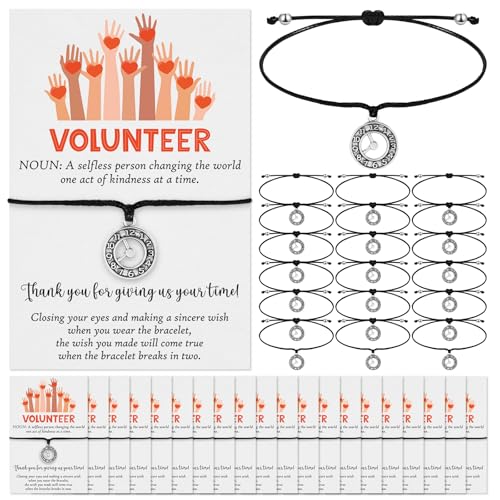 Landical 50 Sets Volunteer Appreciation Gifts Thank You Gifts Bulk for Volunteers Clock Bracelet with Thank You Cards Social Worker Bracelets for Women Men Ministry - Image 1
