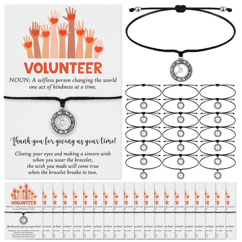 Landical 50 Sets Volunteer Appreciation Gifts Thank You Gifts Bulk for Volunteers Clock Bracelet with Thank You Cards Social Worker Bracelets for Women Men Ministry - Image 2