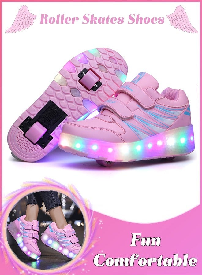 Arabest Kids Roller Skates Shoes USB Chargeable LED Light Up Shoes Wheels Roller Shoes Girls Sneakers Boys Best Gifts  - Image 1