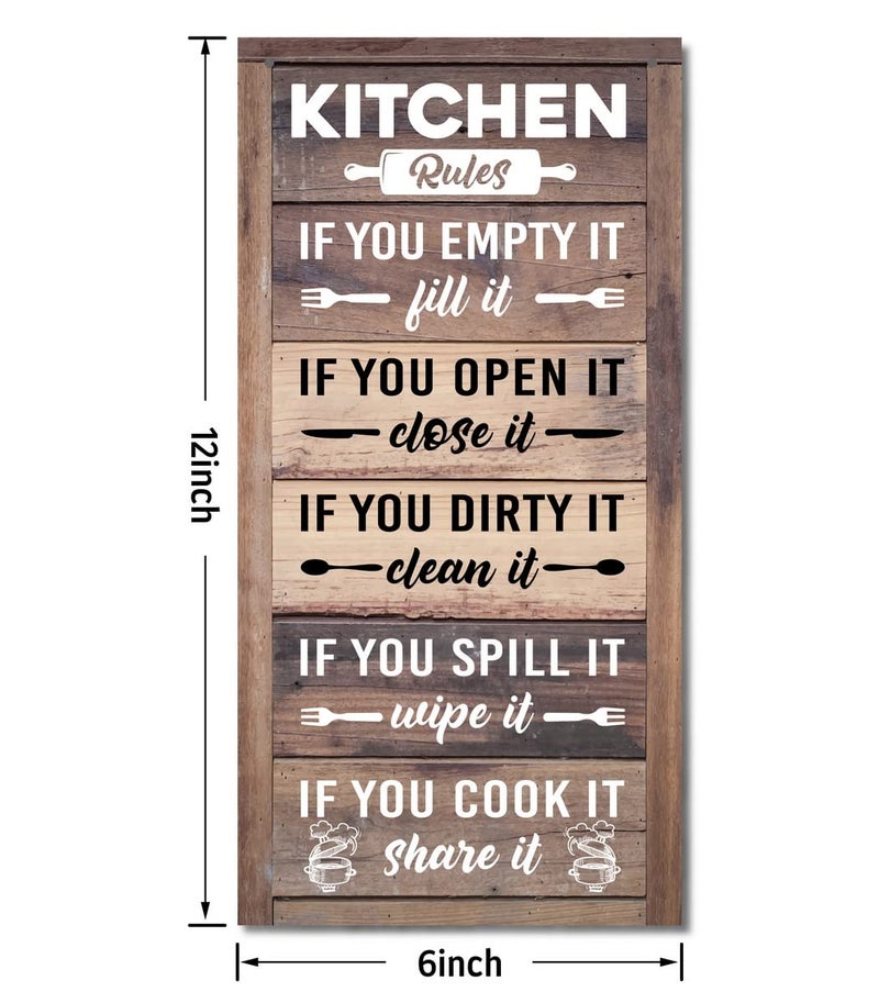 Gkwa Kitchen Rules Sign - Rustic Farmhouse Kitchen Decor - Vintage Wooden Wall Art for Country/Western Kitchens, Ready to Hang - Image 3