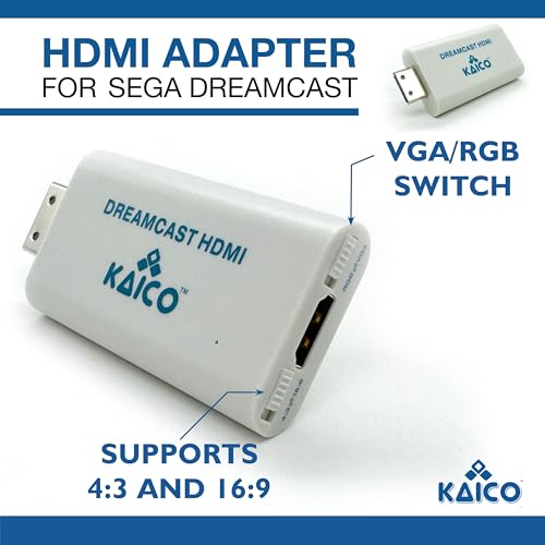 KAICO محول HDMI لجهاز سيغا دريم كاست من كاكو - محول HDMI سهل الاستخدام لجهاز سيغا دريم كاست - يدعم مخرجات DC VGA و RGBS - كابل AV شامل لجميع ألعاب دريم كاست - Image 2