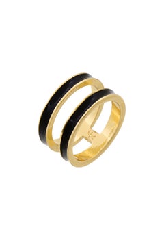 Tribal Enamel Double Ring Black